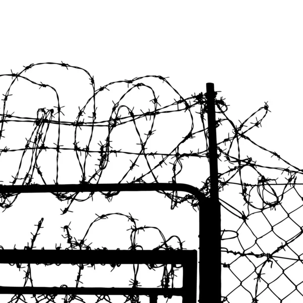 Проволочный забор с колючей проволокой — стоковое фото