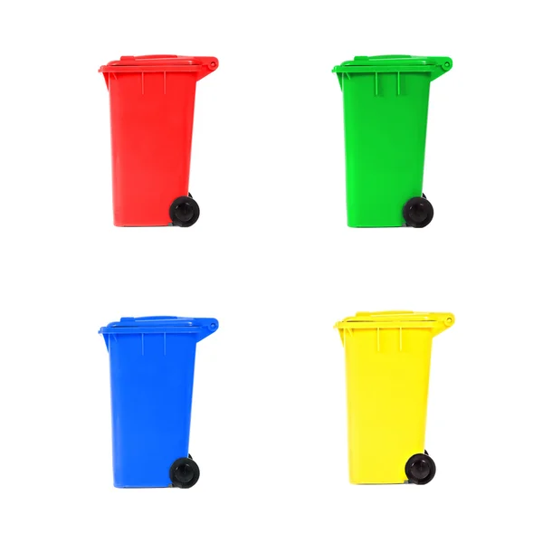 Set of various empty recycling bins — Stock Photo, Image