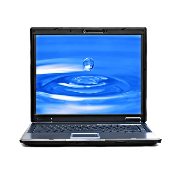 Laptop mit Tapete isoliert auf weißem Hintergrund — Stockfoto