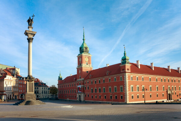 Walls of Royal Castle (14th century), residence of the Polish monarchs. West side view. Old Town in Warsaw / Poland