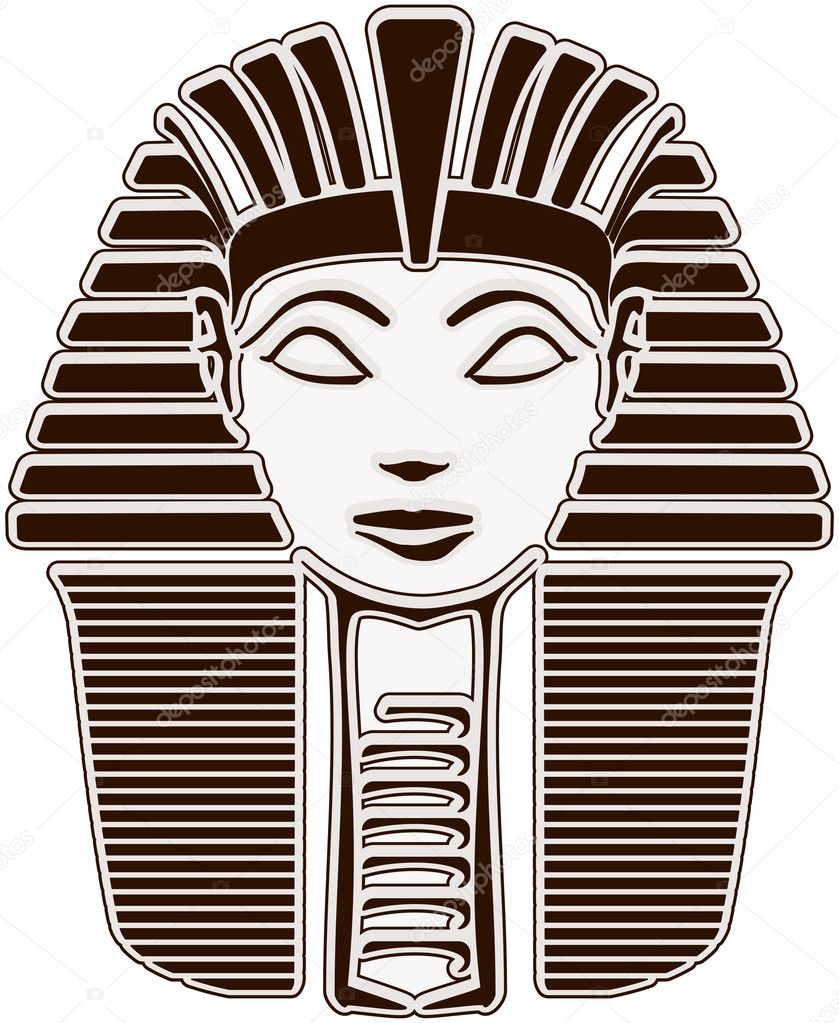 Stylized woman Pharaoh Hatshepsut. Great Egyptian Pharaoh SPHINX face, mythical creature with a lion's body and a human head.