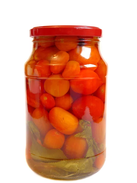 Jar of pickled tomatoes — Stock Photo, Image