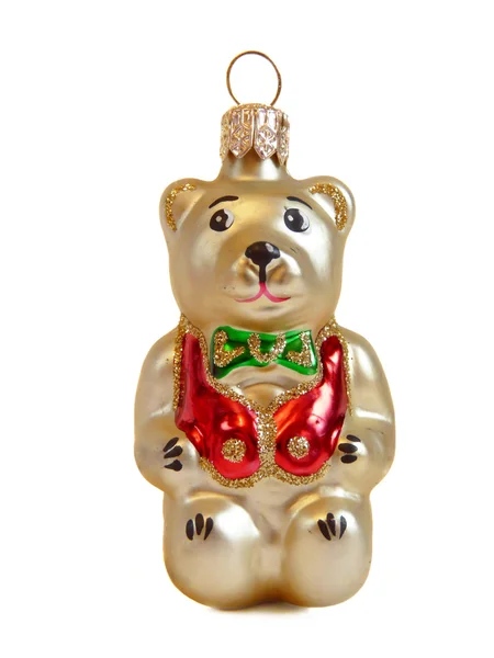 Natal ornamento ursinho isolado no fundo branco — Fotografia de Stock