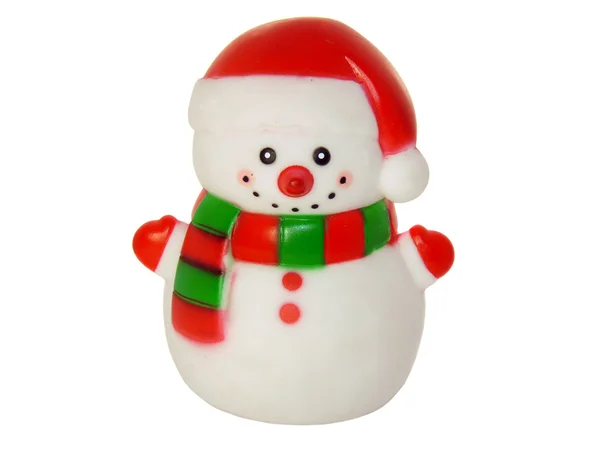 Muñeco de nieve, juguetes de Navidad aislados sobre fondo blanco — Foto de Stock