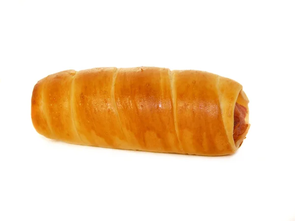 Sausage in pastry isolated on white background — Stock Photo, Image
