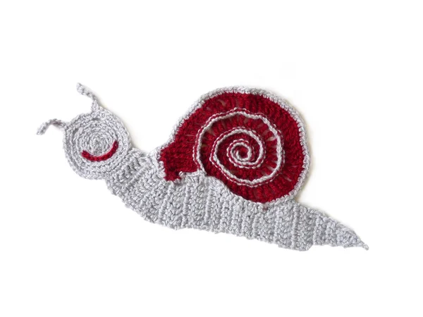 Wool crochet snail isolated on a white background — Stock Photo, Image
