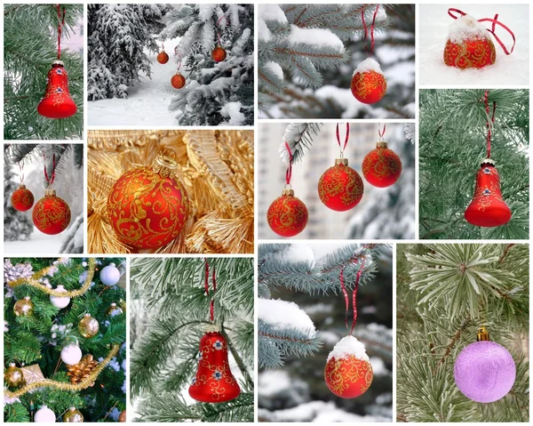 Il collage di Capodanno. Giocattoli di Natale — Foto Stock