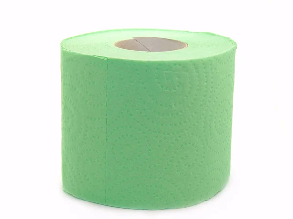 Papel higiénico verde isolado sobre fundo branco — Fotografia de Stock