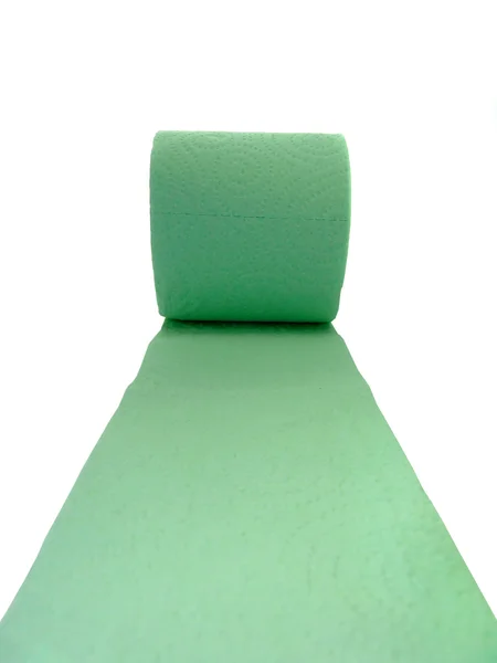 Papel Higiénico Verde Isolado Sobre Fundo Branco — Fotografia de Stock