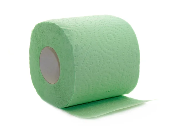Green toilet paper isolated on white background — Stock Photo, Image