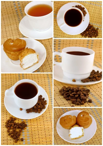 Чай і кава, колаж — стокове фото