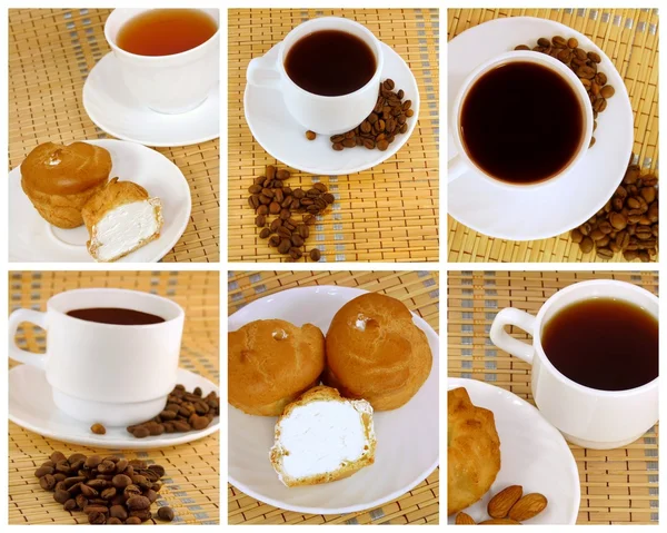 Чай і кава, колаж — стокове фото