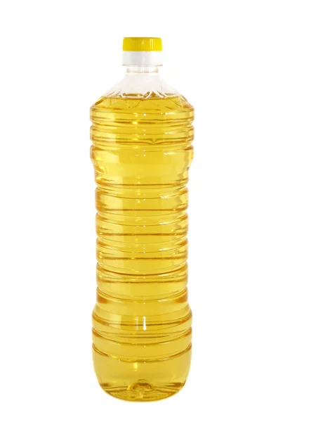 stock image Plastic bottle with sunflower oil isolated on white background