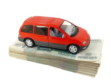 A toy car is a pack of Russian money, clipart