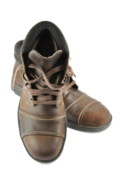 Pánské hnědé boty izolovaných na bílém — Stock fotografie