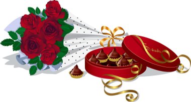 Roses and chocolate sweets clipart