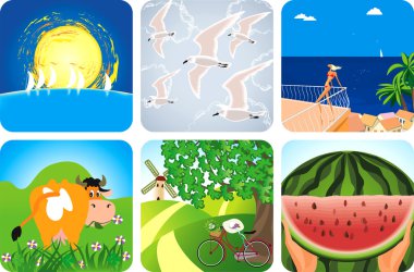 Summer collection icons clipart