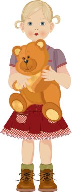 Girl with teddy bear clipart