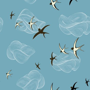 Background with swallows clipart