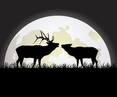 Deer against the Moon clipart