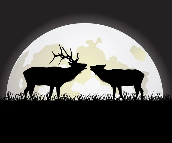 Deer against the Moon — Stock Vector