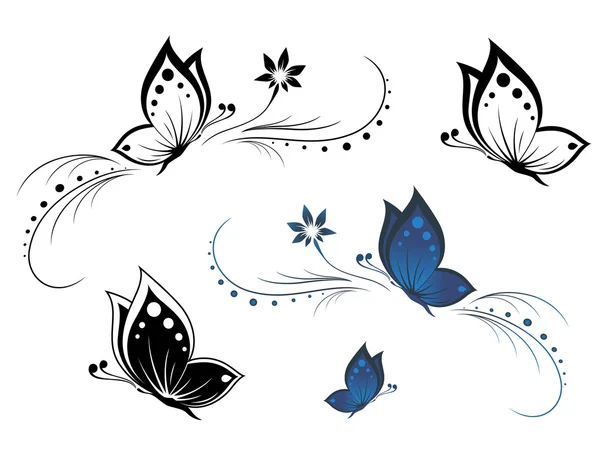 Fjärilar med ett blommönster — Stock vektor