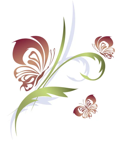 Πεταλούδες με ένα λουλούδι μοτίβο — Διανυσματικό Αρχείο