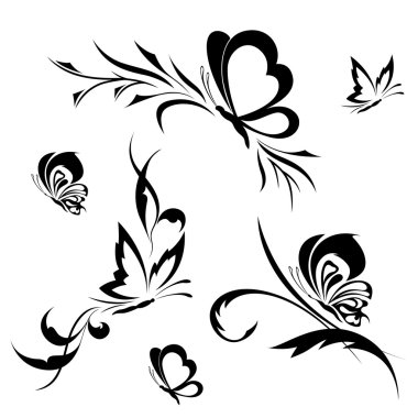 Butterflies with a flower pattern clipart