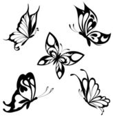 sada černé bílé motýlů tetování