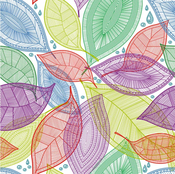 Patrón de hojas de color abstracto sin costura — Archivo Imágenes Vectoriales