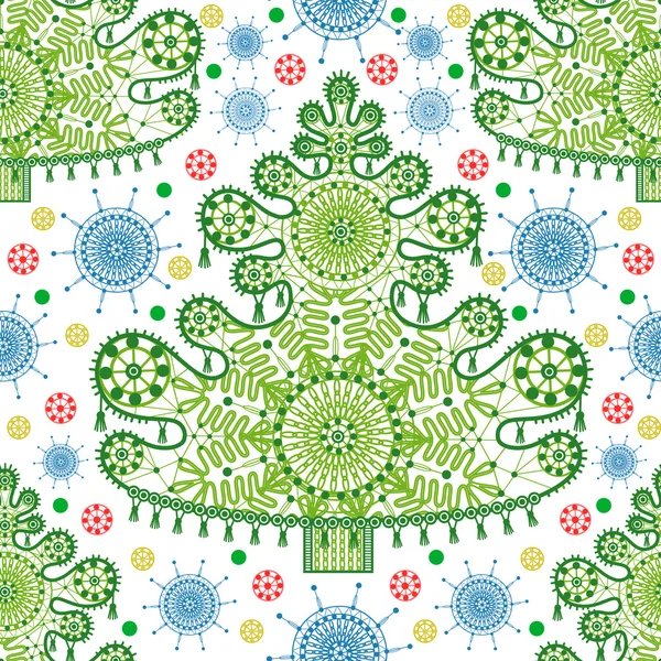 Seamless lace christmas tree pattern — Stock Vector