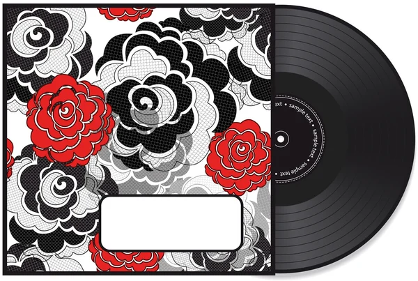 乙烯基光盘封面中纹理玫瑰环绕 — 图库矢量图片