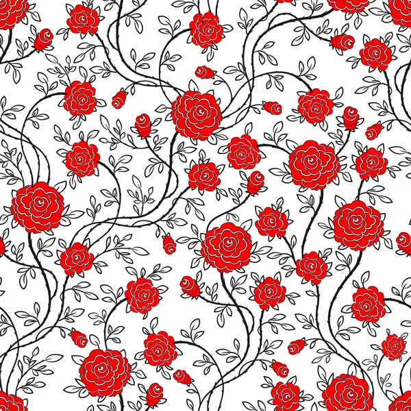 浪漫无缝玫瑰花卉图案 — 图库矢量图片