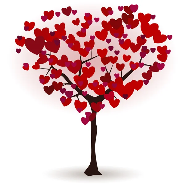 Walentynkowy Kartkę Życzeniami Drzewa Miłości Kształcie Serca — Wektor stockowy