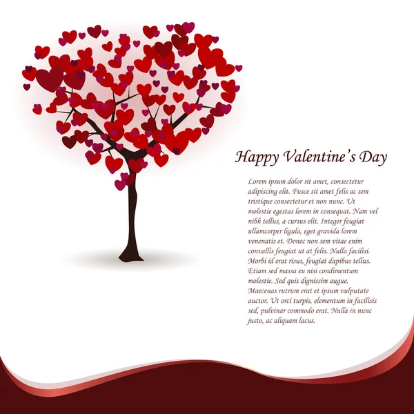 Ystävänpäiväkortti Jossa Sydämen Muotoinen Rakkauspuu — vektorikuva