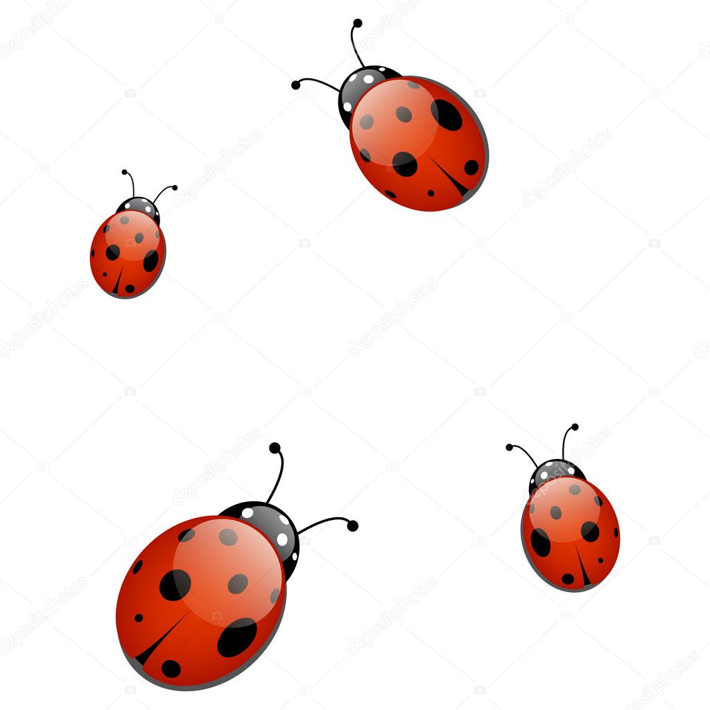 Seamless texture with ladybird on the background