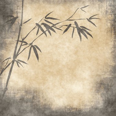 Old paper with bamboo branches clipart