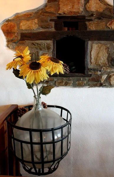 Vase with beautiful sunflowers — Stock Photo, Image