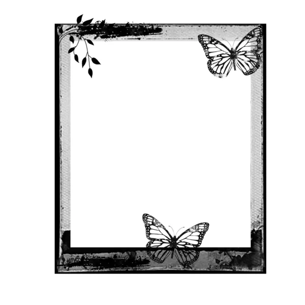 在白色背景上的 Grunge 花卉帧 — 图库照片