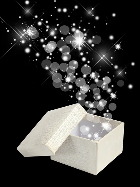 Holiday Magic Box Isolated Black — Stock Photo, Image