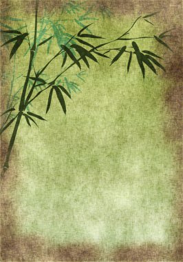 Old paper with bamboo branches clipart