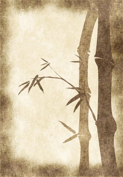 Grungy Background Old Papier Met Bamboe Takken — Stockfoto