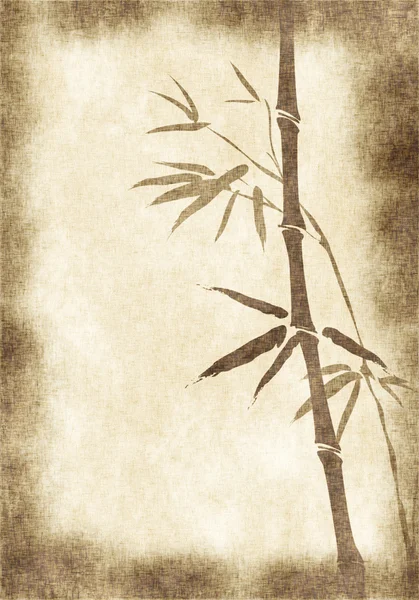 Výstřední Background Old Papír Bambusovými Větve — Stock fotografie