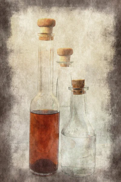 Still Life Homemade Wine Vodka Artwork Painting Style Ideal Your — Stock Photo, Image