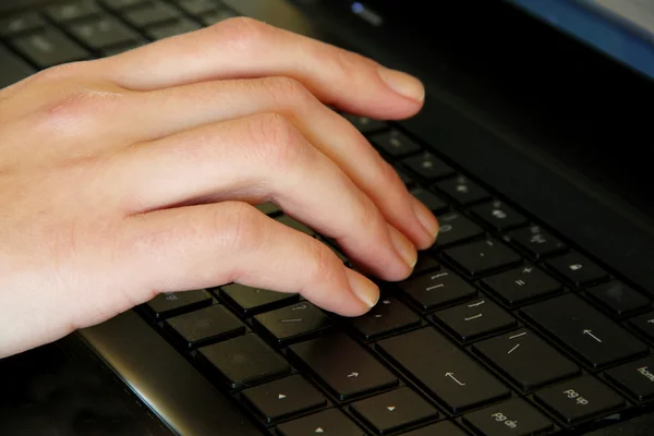 stock image Close up of woman's hand on computer keyboards