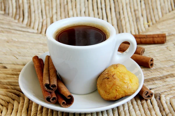Xícara Café Com Canela Biscoitos — Fotografia de Stock