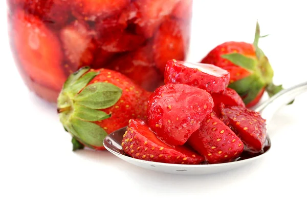 新鲜草莓自制果酱 — 图库照片