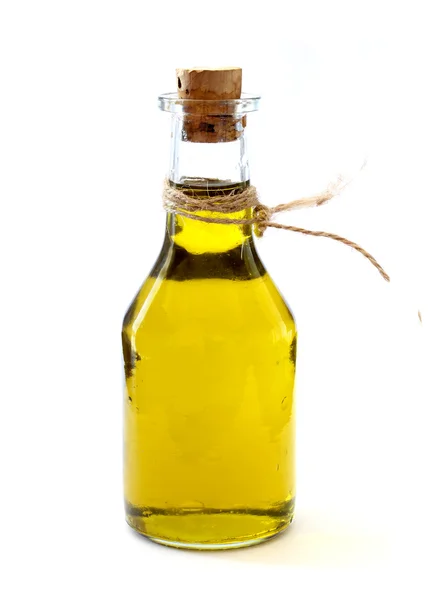 Extra vergine olijfolie over Wit — Stockfoto