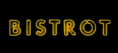Bistrot yellow neon sign clipart