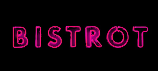 Bistrot růžový neonový nápis — Stock fotografie